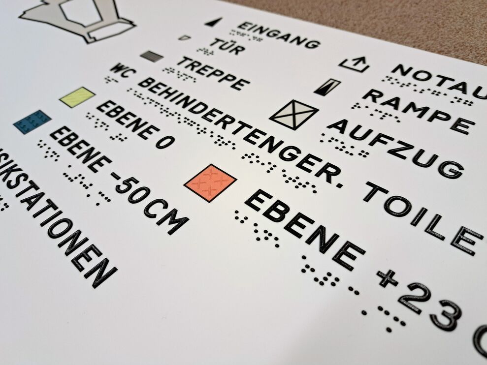 Detailansicht der Legende mit taktilen Icons