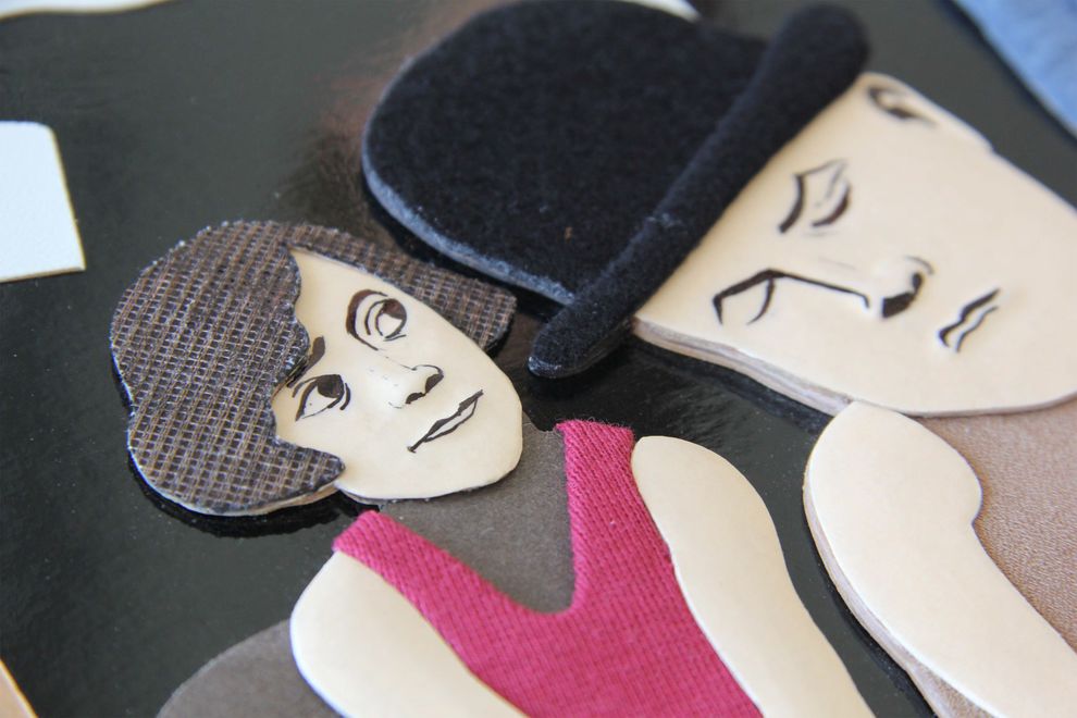 Kopf von Frau und Mann mit Hut